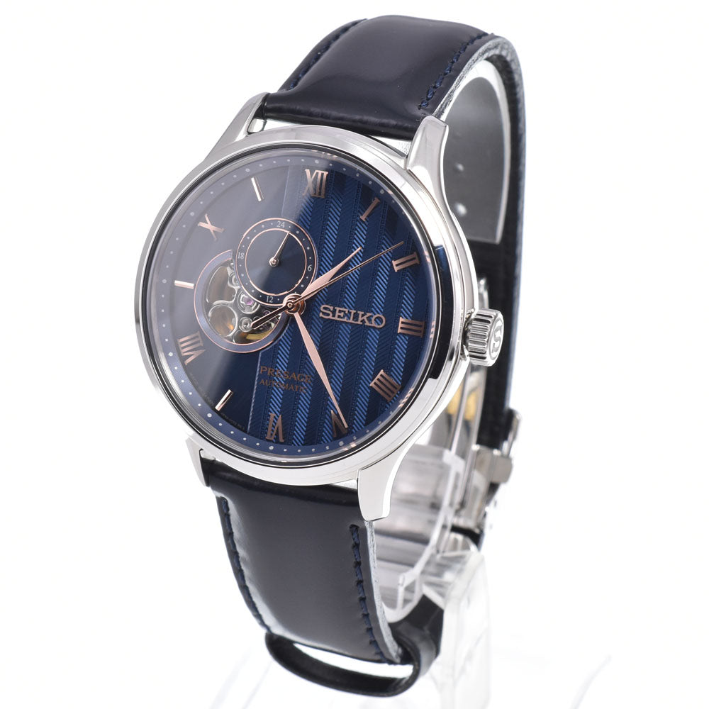 with paper SEIKO Presage SARY187/４R39-00W0 see-through back blue Dial Automatic Men's
 Watch E#149933