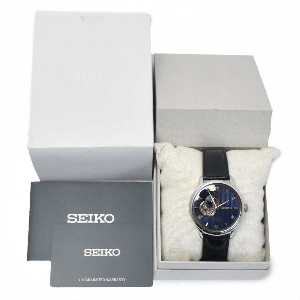 with paper SEIKO Presage SARY187/４R39-00W0 see-through back blue Dial Automatic Men's
 Watch E#149933
