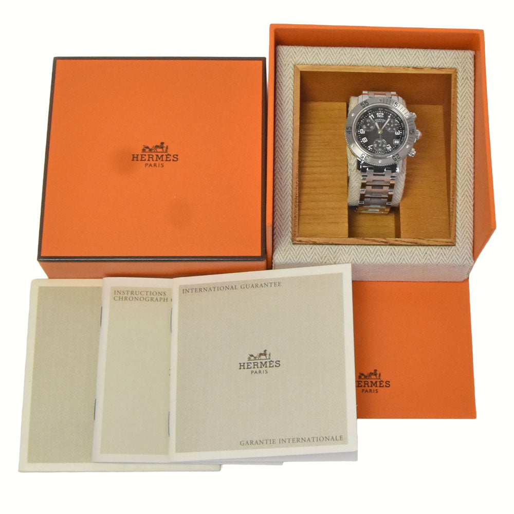 with paper HERMES Clipper diver CL2.310 Chronograph Date black Dial Quartz Ladies
 Watch G#149967