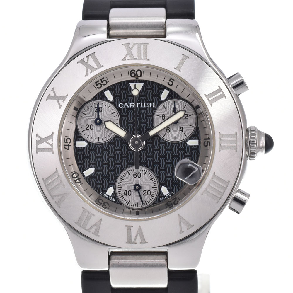 CARTIER Must21 CHRONOSCAPH LM W10125U2 Chronograph Date Black / Silver Dial Quartz Men's
 Watch H#149986