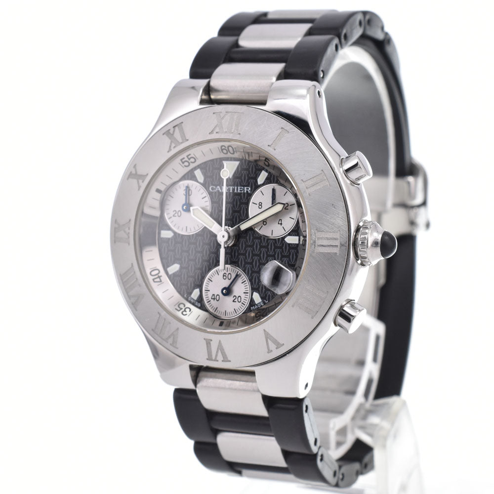 CARTIER Must21 CHRONOSCAPH LM W10125U2 Chronograph Date Black / Silver Dial Quartz Men's
 Watch H#149986
