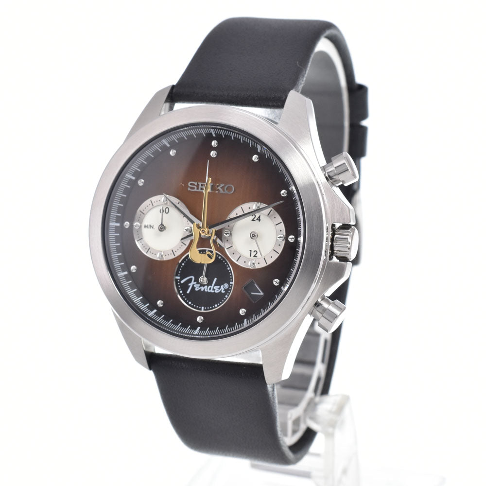 with paper SEIKO Fender Stratocaster IEI51318002 70th Anniversary Caliber 8T Brown Dial Quartz Men's
 Watch H#149997