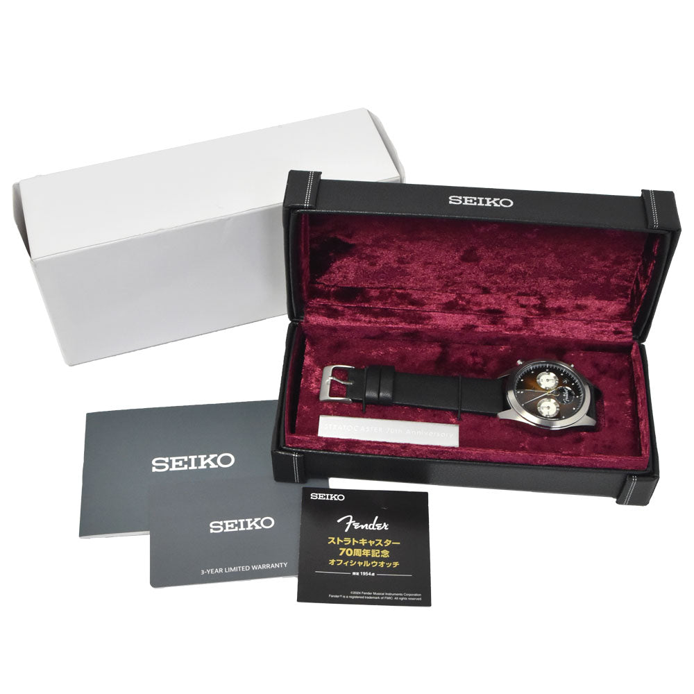 with paper SEIKO Fender Stratocaster IEI51318002 70th Anniversary Caliber 8T Brown Dial Quartz Men's
 Watch H#149997