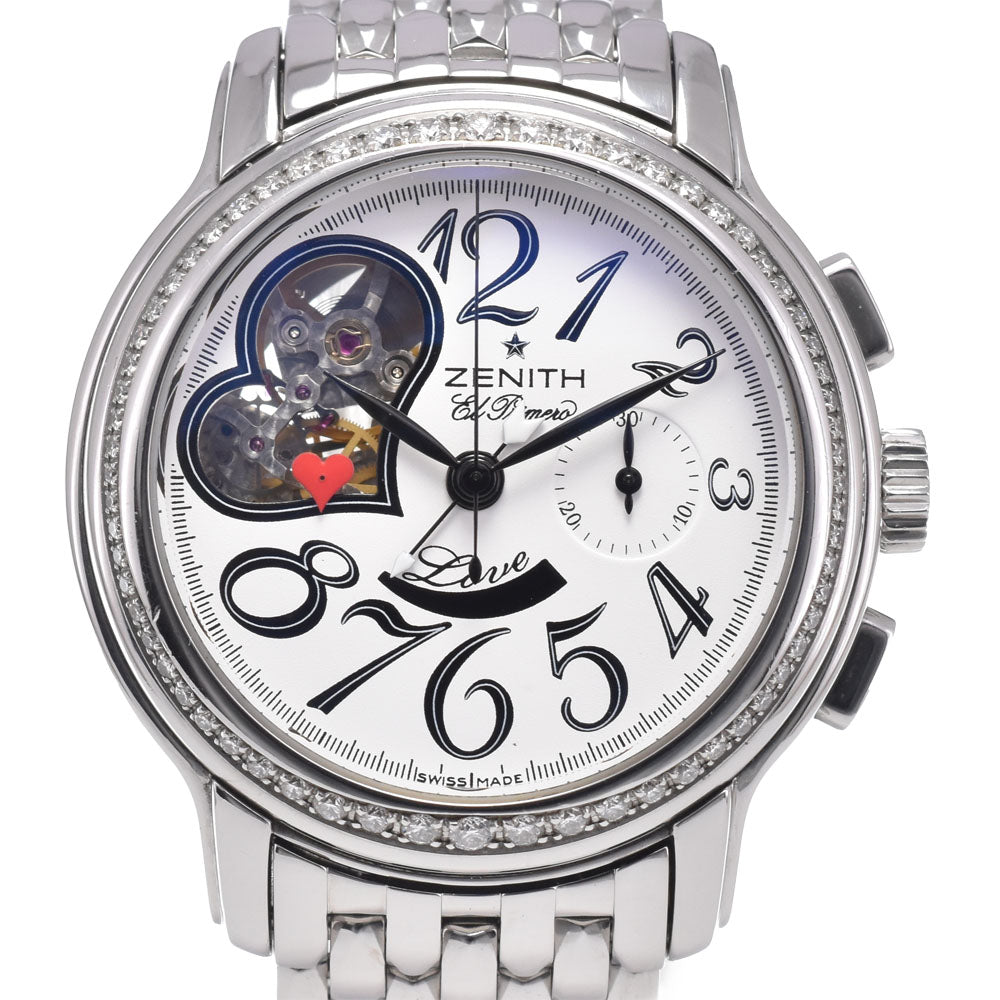 ZENITH El Primero Open Heart 16.1230.4021 diamond bezel chronograph Silver Dial Automatic Men's
 Watch J#150005