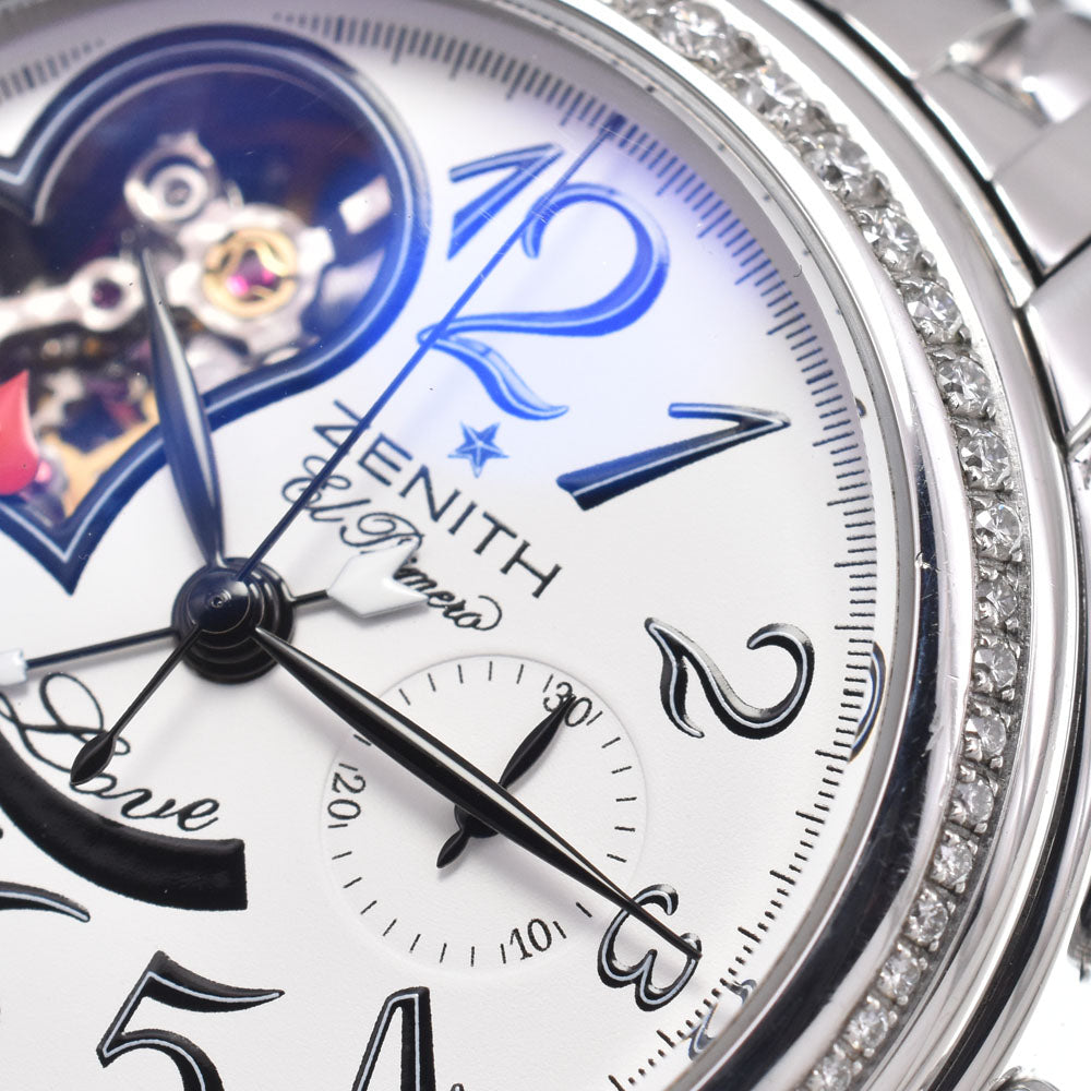 ZENITH El Primero Open Heart 16.1230.4021 diamond bezel chronograph Silver Dial Automatic Men's
 Watch J#150005
