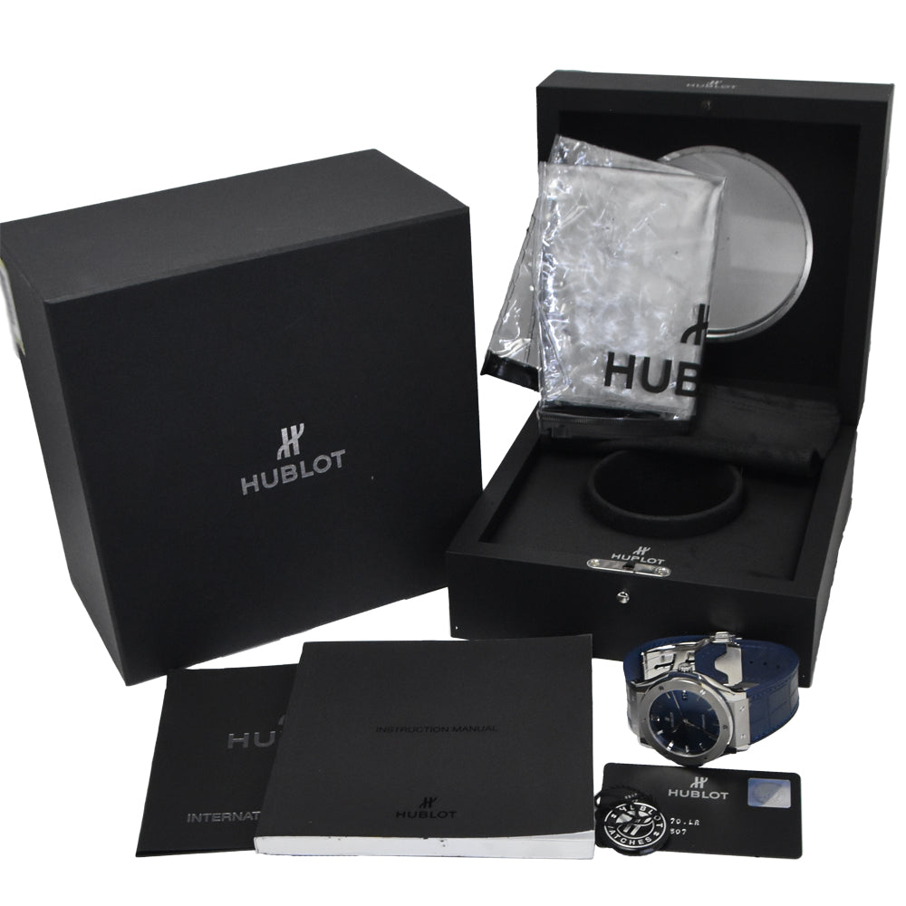 with paper HUBLOT Classic fusion 511.NX.7170.LR blue Dial Automatic Men's
 Watch O#150015