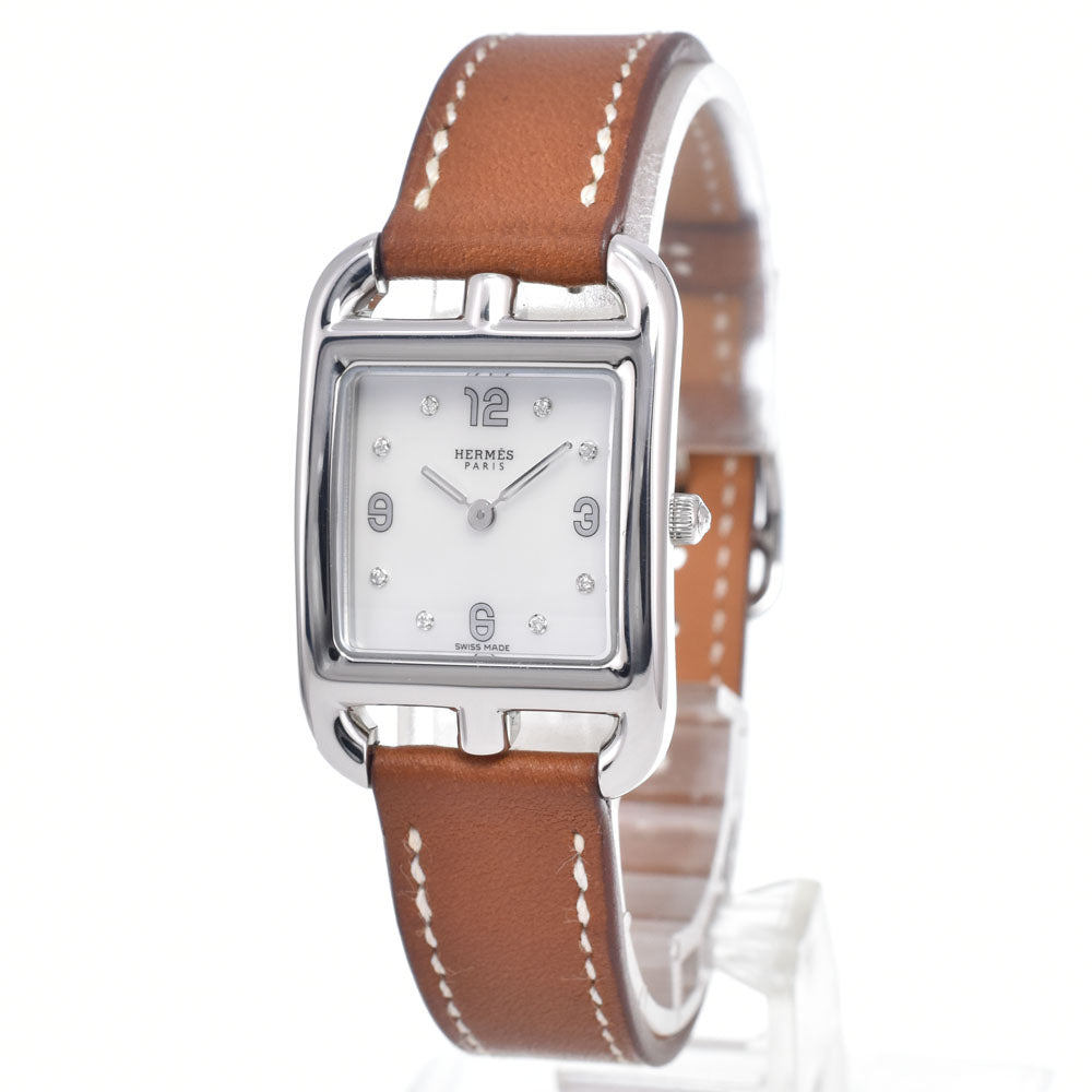HERMES Cape Cod CC1.210a 8P diamond White shell Dial Quartz Ladies
 Watch J#150041