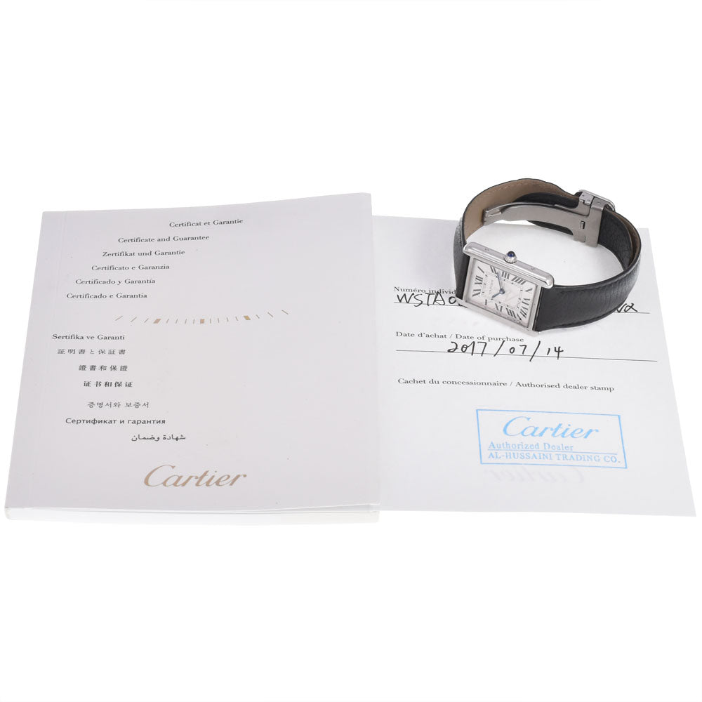 with paper CARTIER Tank solo LM WSTA0028 Silver Dial Quartz Men's
 Watch J#150048