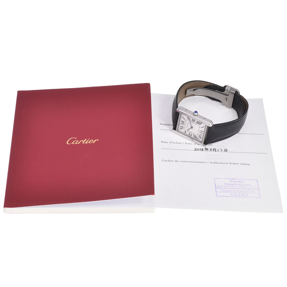 with paper CARTIER Tank solo LM WSTA0028 Silver Dial Quartz Men's
 Watch J#150050