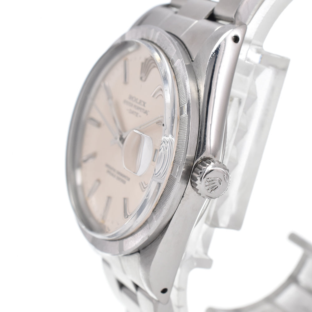 ROLEX Oyster perpetual date 15010 vintage Finely Engine Turned Bezel Silver Dial Automatic Men's
 Watch I#150052