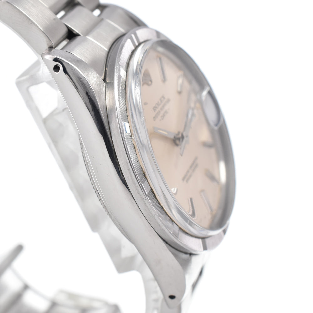 ROLEX Oyster perpetual date 15010 vintage Finely Engine Turned Bezel Silver Dial Automatic Men's
 Watch I#150052