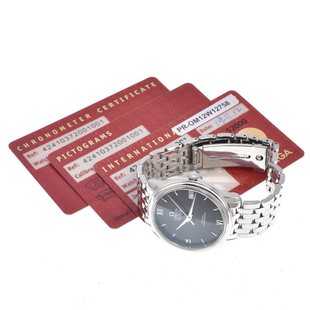 with paper OMEGA De Ville 424.10.37.20.01.001 Date CO-AXIAL black Dial Automatic Men's
 Watch J#150064