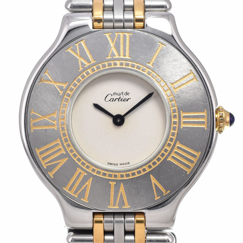 CARTIER Must21 LM Stainless Steel/Gold Plated Ivory Dial Quartz Men's
 Watch J#150070