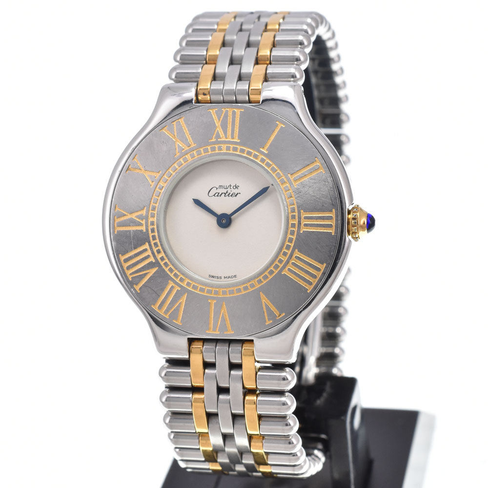 CARTIER Must21 LM Stainless Steel/Gold Plated Ivory Dial Quartz Men's
 Watch J#150070