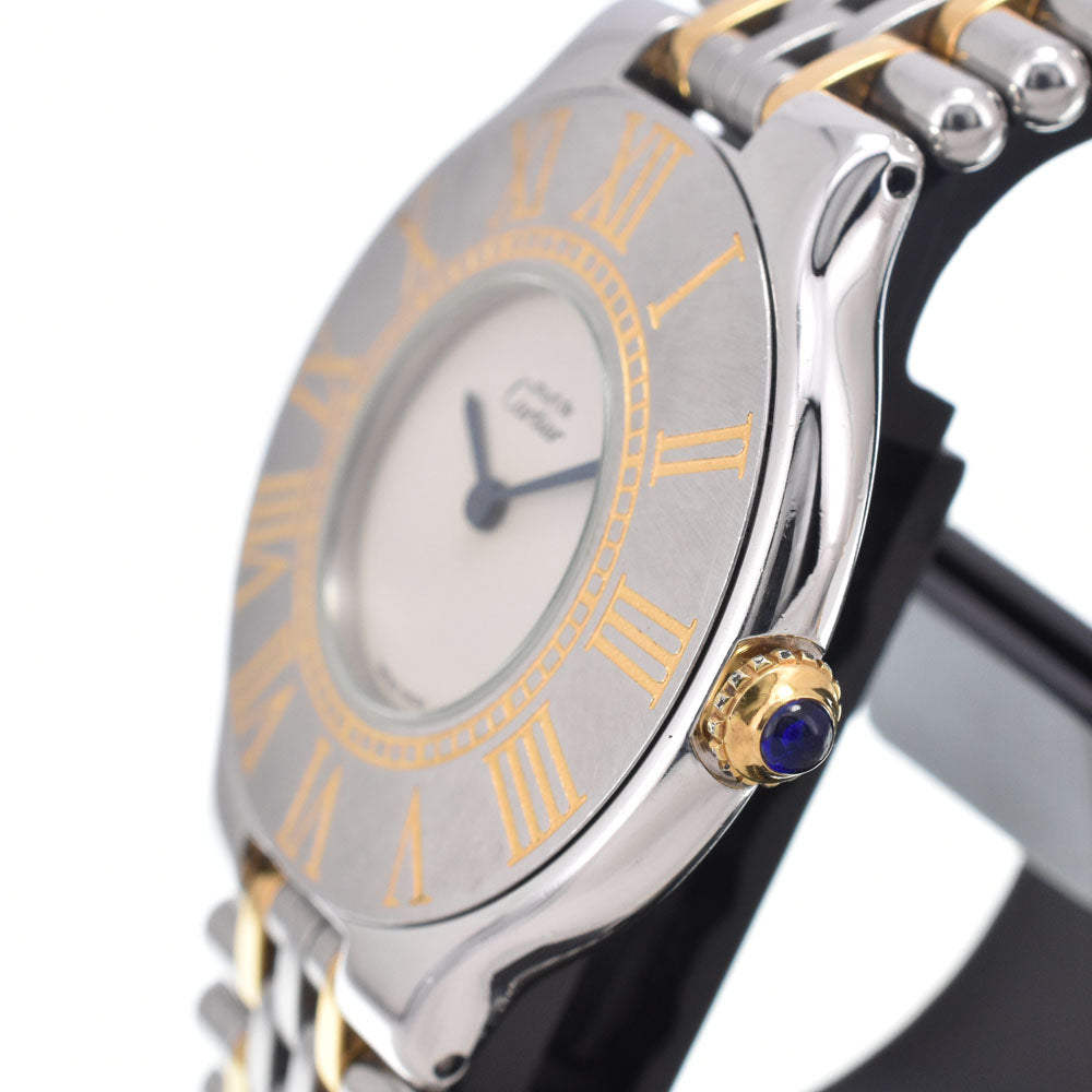 CARTIER Must21 LM Stainless Steel/Gold Plated Ivory Dial Quartz Men's
 Watch J#150070