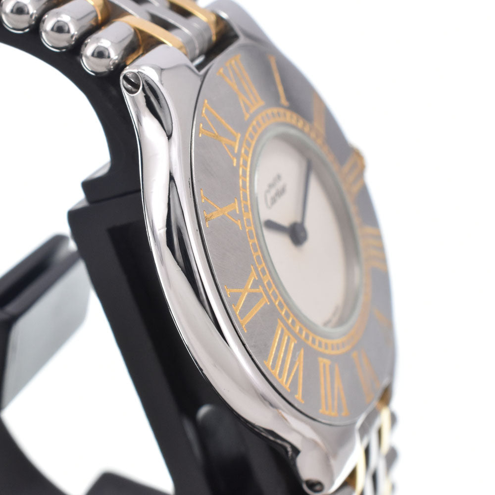 CARTIER Must21 LM Stainless Steel/Gold Plated Ivory Dial Quartz Men's
 Watch J#150070
