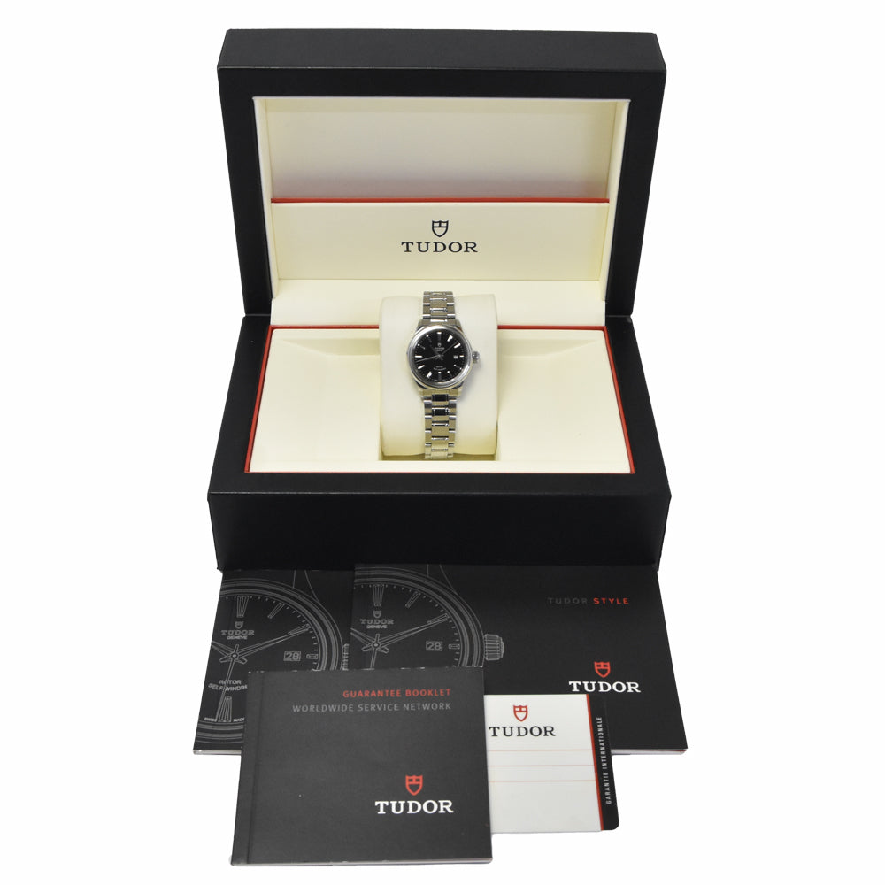 with paper TUDOR style 12100 Date black Dial Automatic Ladies
 Watch J#150075