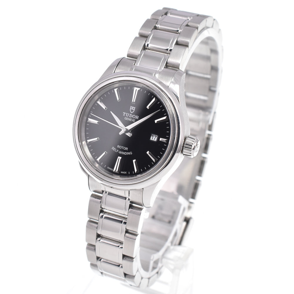 with paper TUDOR style 12100 Date black Dial Automatic Ladies
 Watch J#150075