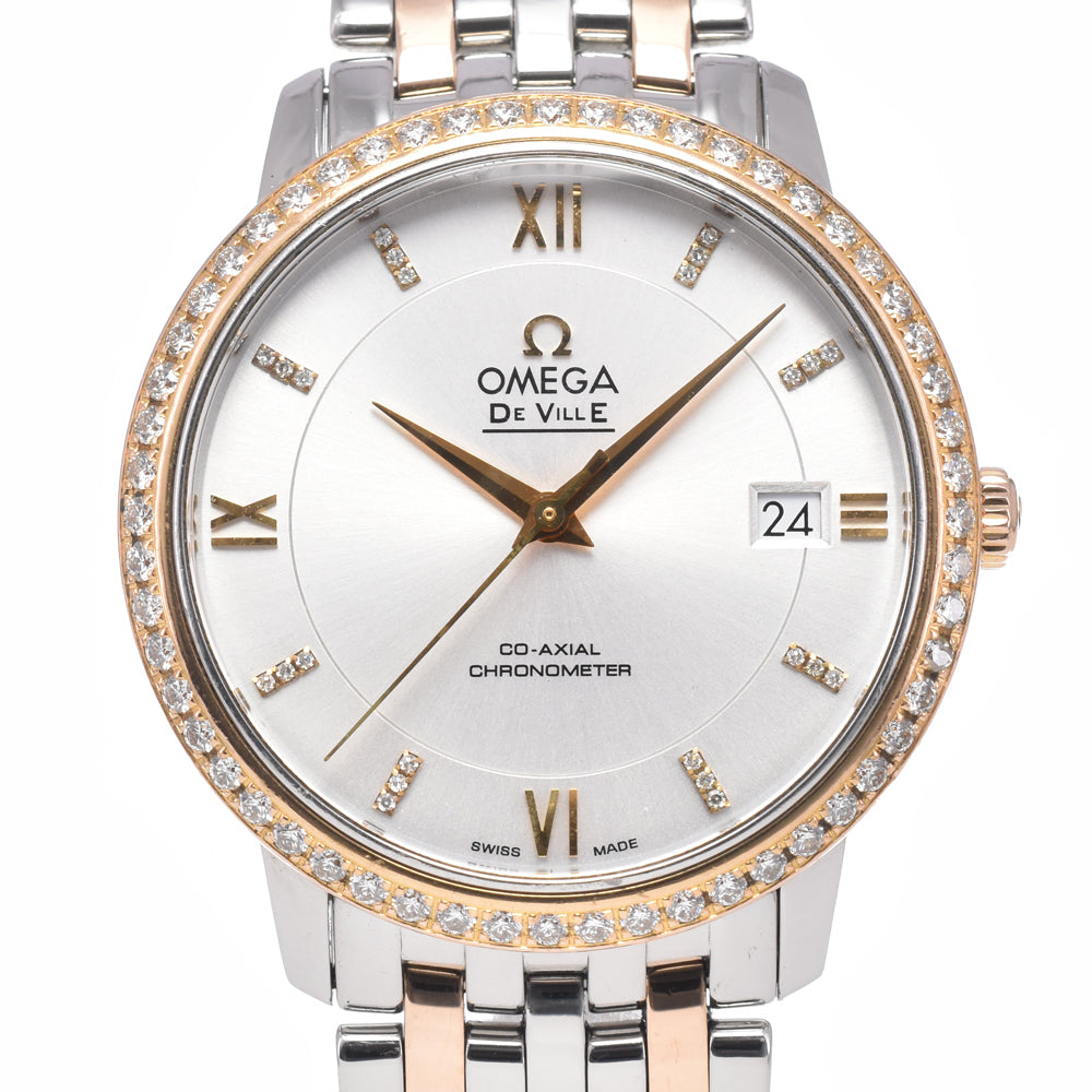 with paper OMEGA De Ville Prestige 424.25.37.20.52.001 Stainless Steel/K18RG Diamond Silver Dial Automatic Men's
 Watch J#150079