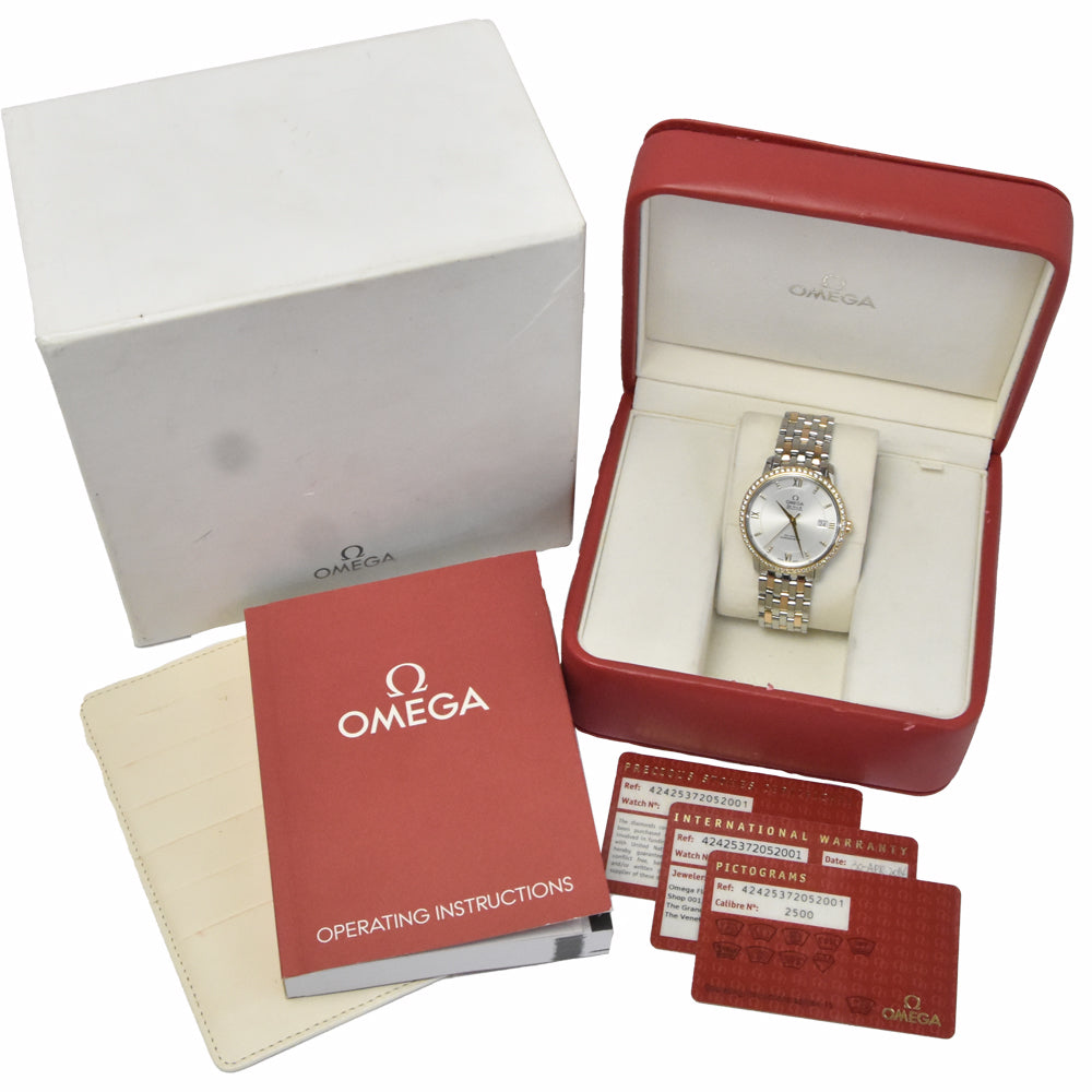 with paper OMEGA De Ville Prestige 424.25.37.20.52.001 Stainless Steel/K18RG Diamond Silver Dial Automatic Men's
 Watch J#150079