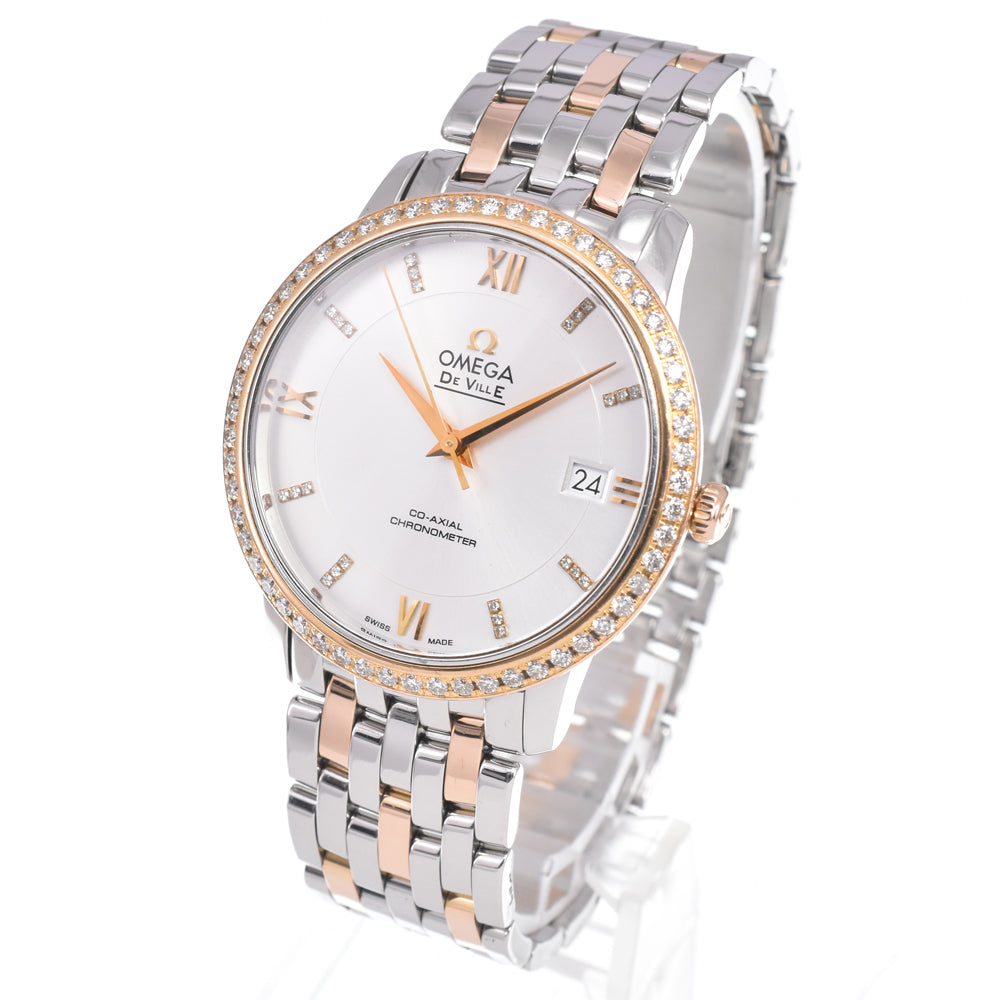 with paper OMEGA De Ville Prestige 424.25.37.20.52.001 Stainless Steel/K18RG Diamond Silver Dial Automatic Men's
 Watch J#150079