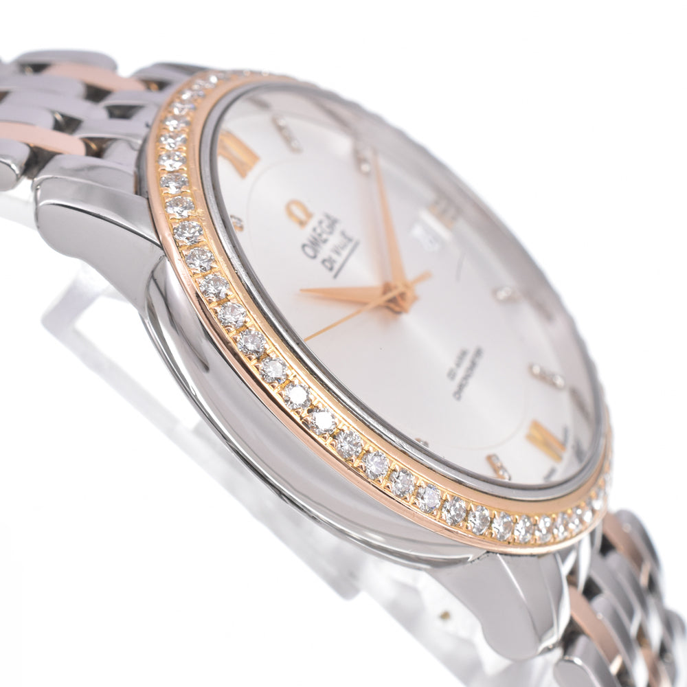 with paper OMEGA De Ville Prestige 424.25.37.20.52.001 Stainless Steel/K18RG Diamond Silver Dial Automatic Men's
 Watch J#150079