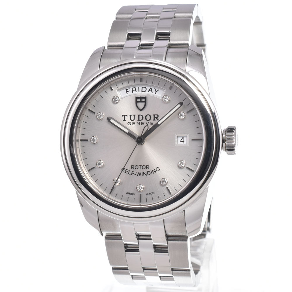 with paper TUDOR Glamor Day Date 56000 10P diamond Silver Dial Automatic Men's
 Watch I#150084