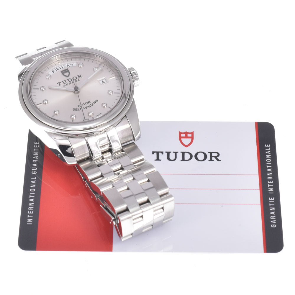 with paper TUDOR Glamor Day Date 56000 10P diamond Silver Dial Automatic Men's
 Watch I#150084