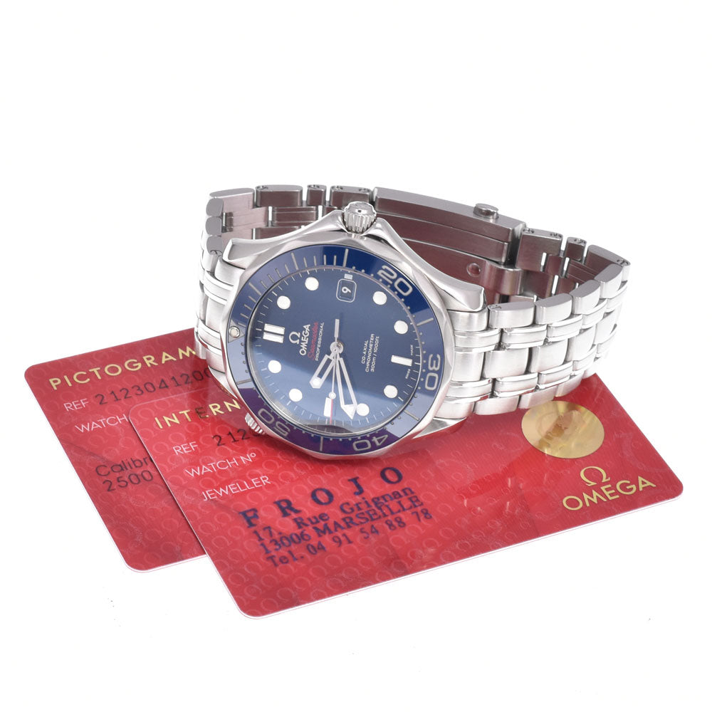 with paper OMEGA Seamaster Diver 300m 212.30.41.20.03.001 Date CO-AXIAL blue Dial Automatic Men's
 Watch J#150085