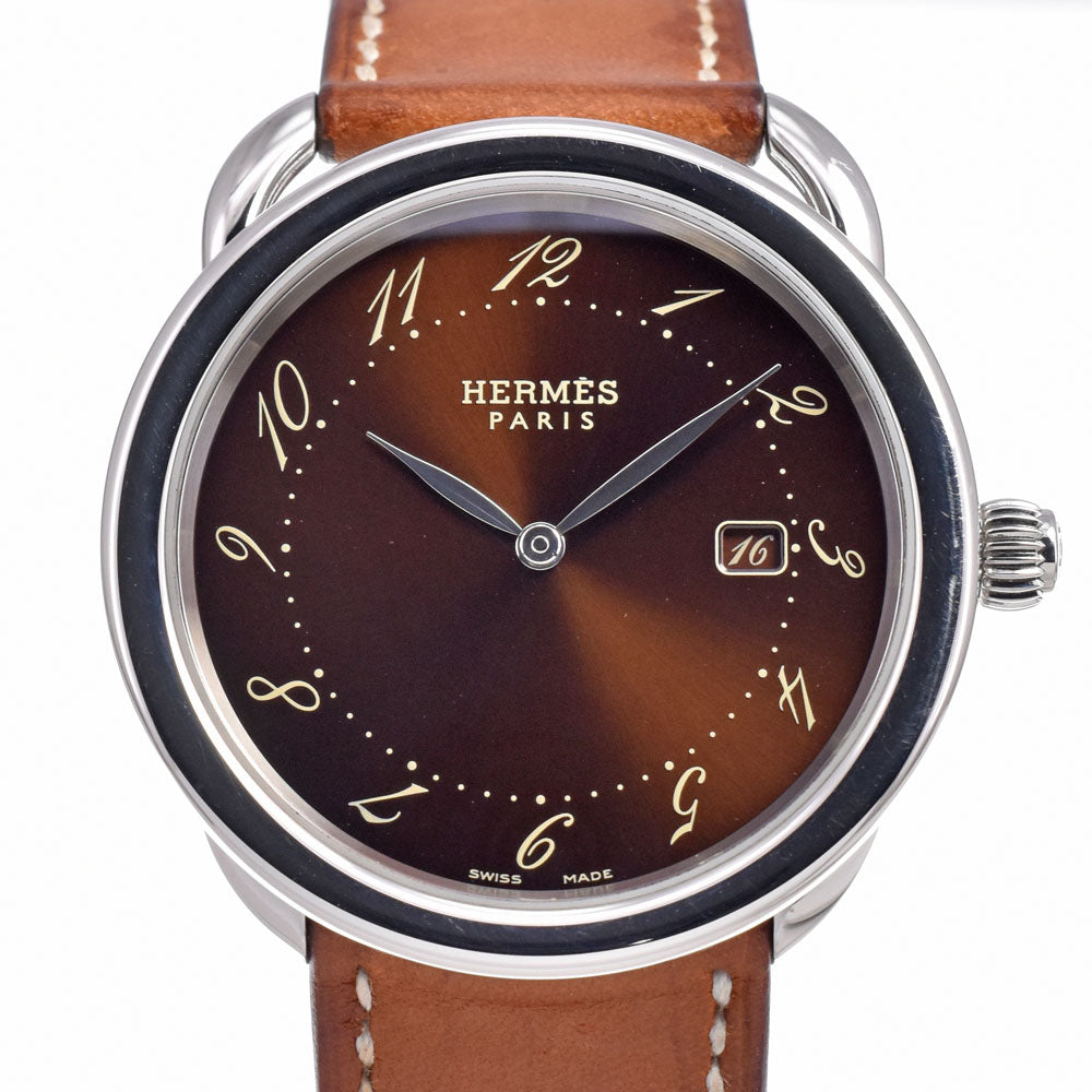 HERMES Arceau AR5.710 Date Brown Dial Quartz Men's
 Watch J#150104