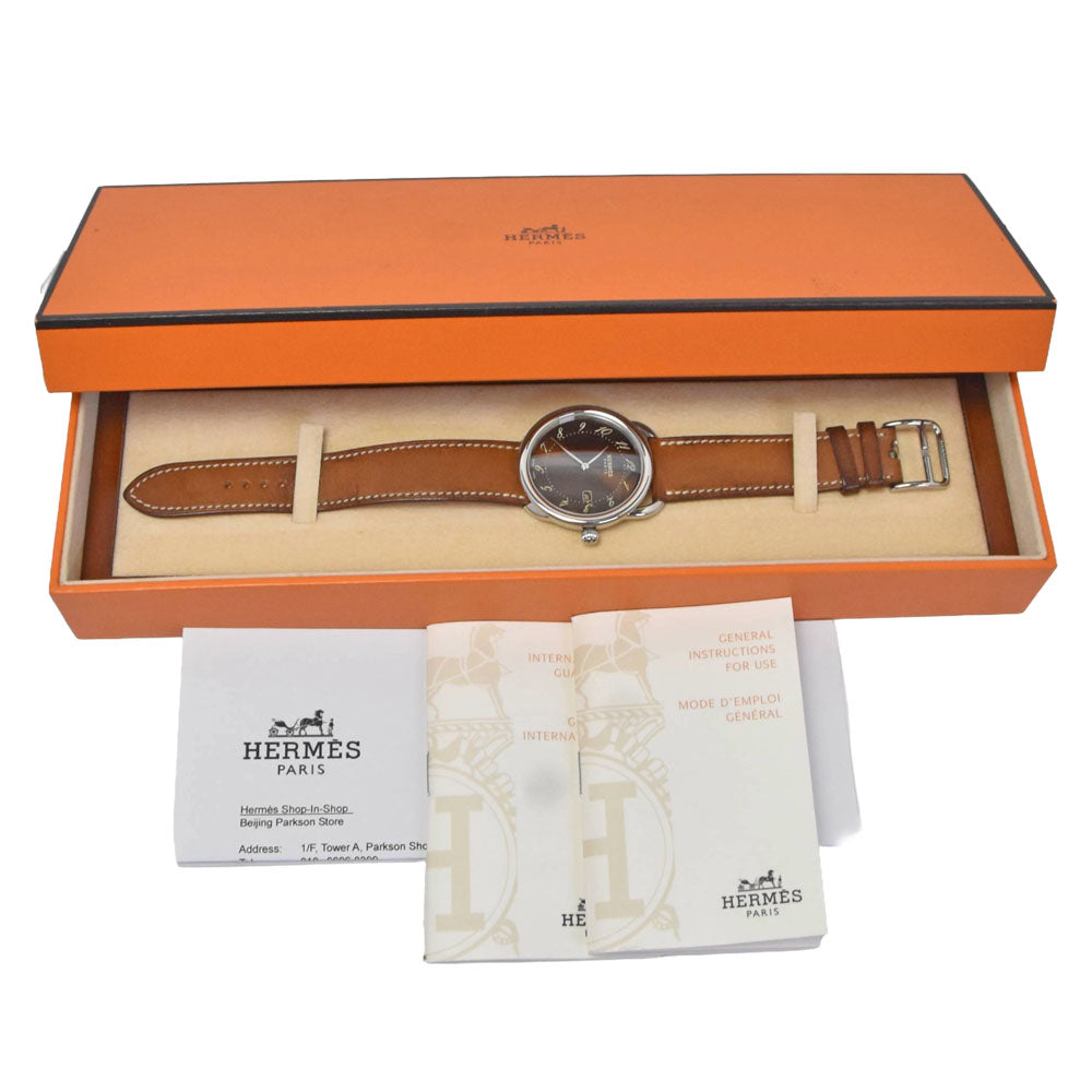 HERMES Arceau AR5.710 Date Brown Dial Quartz Men's
 Watch J#150104