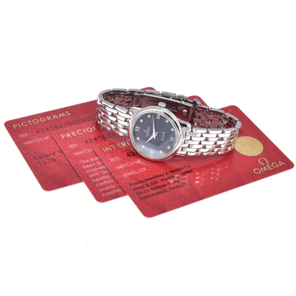 with paper OMEGA De Ville Prestige 424.10.27.60.53.001 6P diamond blue Dial Quartz Ladies
 Watch J#150107