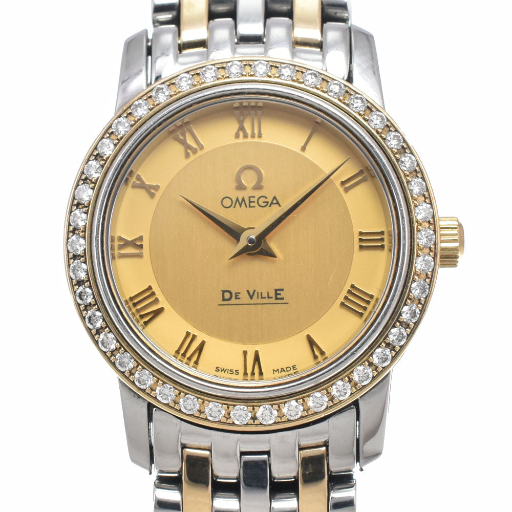 with paper OMEGA De Ville Prestige 413.25.22.60.08.00﻿1 Diamond Bezel gold Dial Quartz Ladies
 Watch I#150108