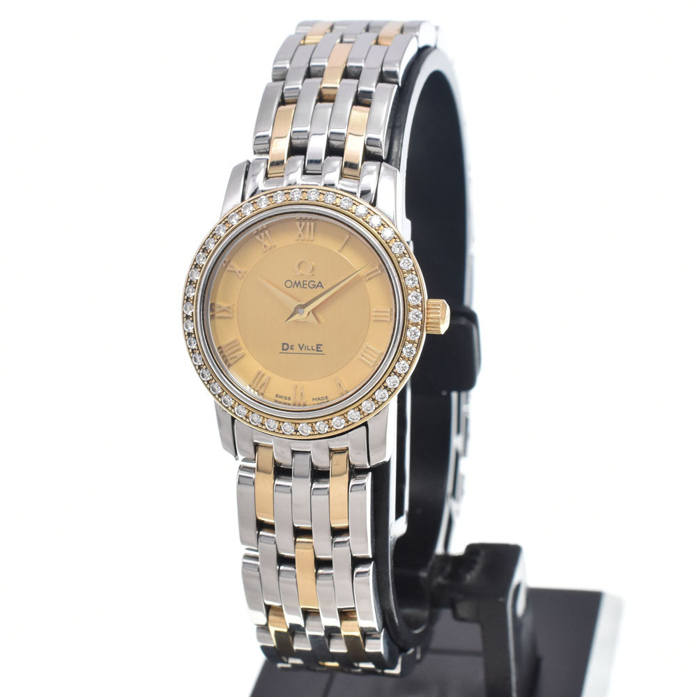 with paper OMEGA De Ville Prestige 413.25.22.60.08.00﻿1 Diamond Bezel gold Dial Quartz Ladies
 Watch I#150108