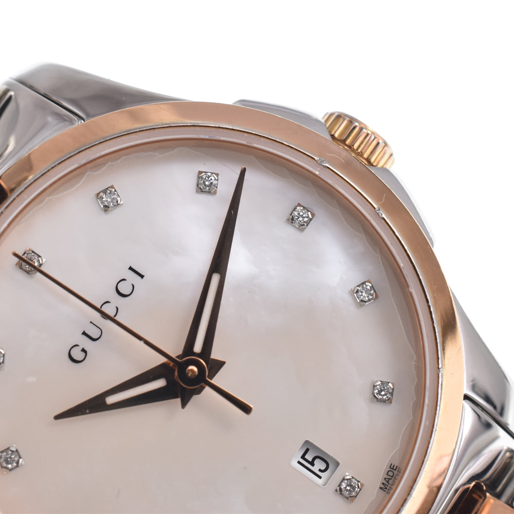 GUCCI G timeless 126.5 12P diamond White shell Dial Quartz Ladies
 Watch J#150112