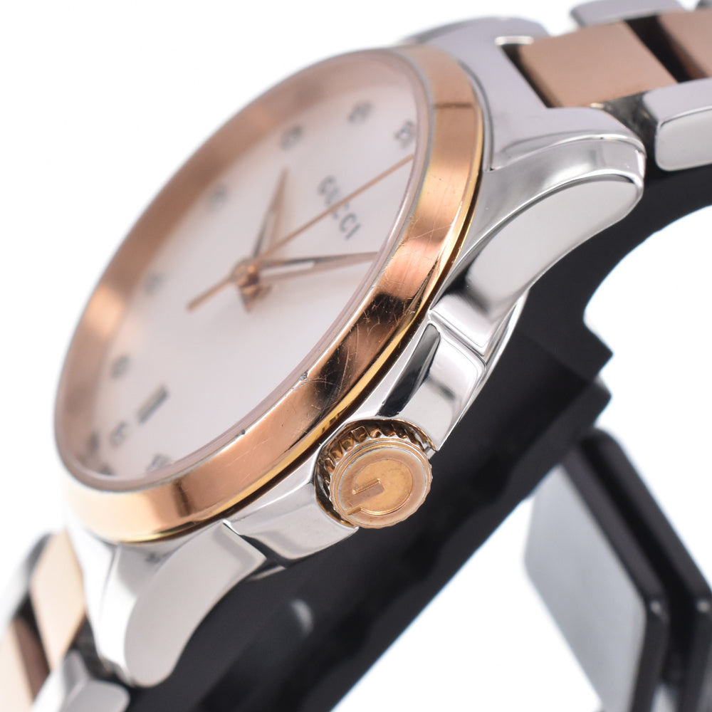 GUCCI G timeless 126.5 12P diamond White shell Dial Quartz Ladies
 Watch J#150112