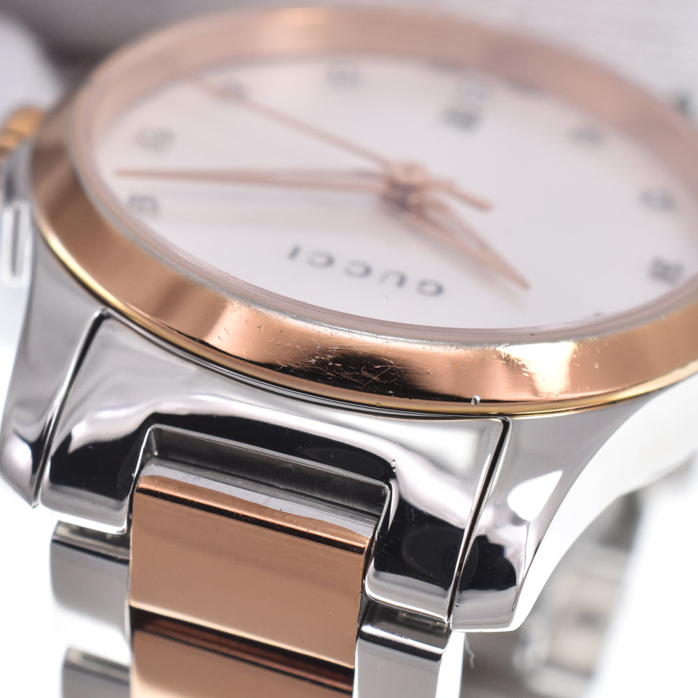 GUCCI G timeless 126.5 12P diamond White shell Dial Quartz Ladies
 Watch J#150112