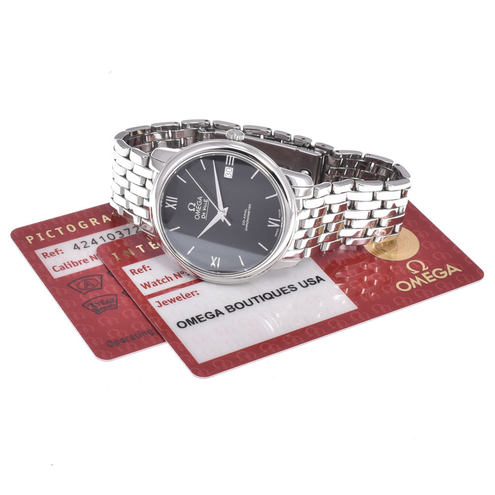with paper OMEGA De Ville 424.10.37.20.01.001 Date CO-AXIAL black Dial Automatic Men's
 Watch J#150128