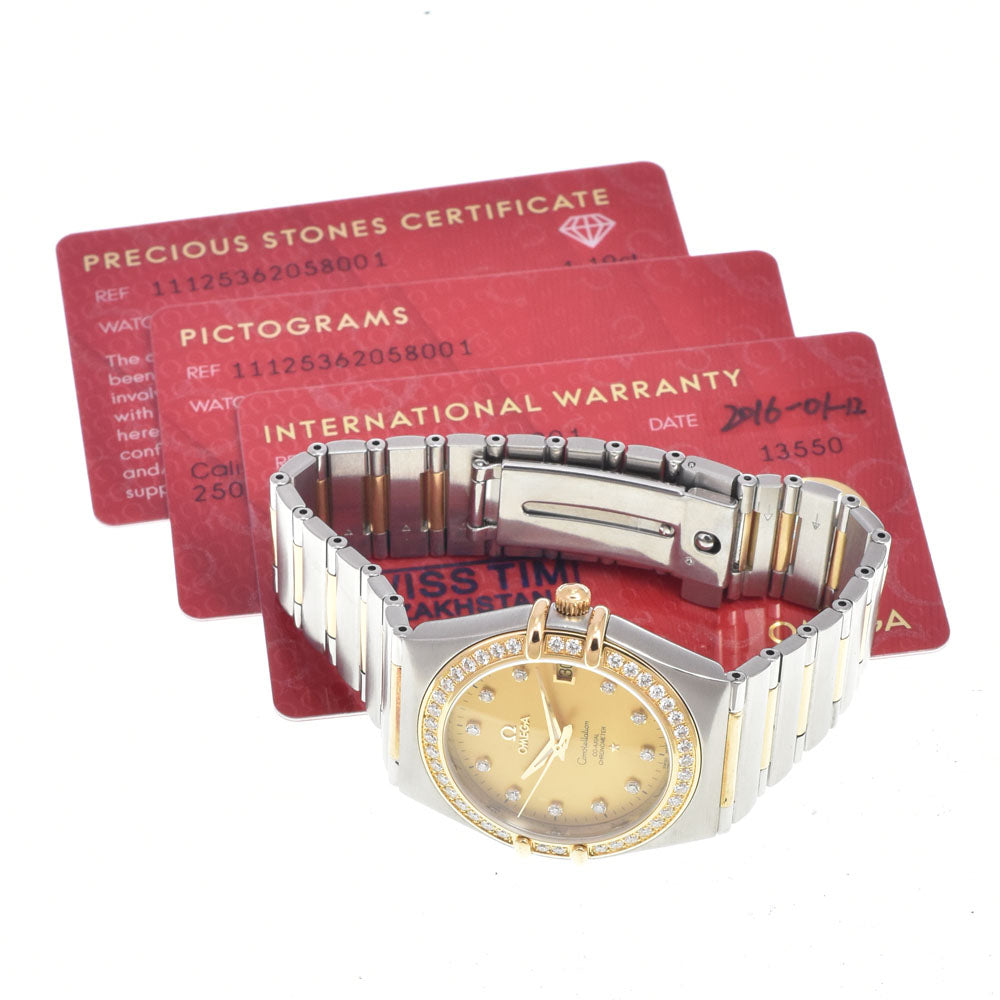 with paper OMEGA Constellation 111.25.36.20.58.001 11P Diamond Bezel Diamond gold Dial Automatic Ladies
 Watch I#150140