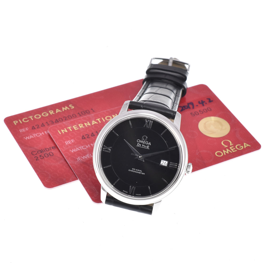 with paper OMEGA De Ville Prestige 424.13.40.20.01.001 Date CO-AXIAL black Dial Automatic Men's
 Watch J#150147