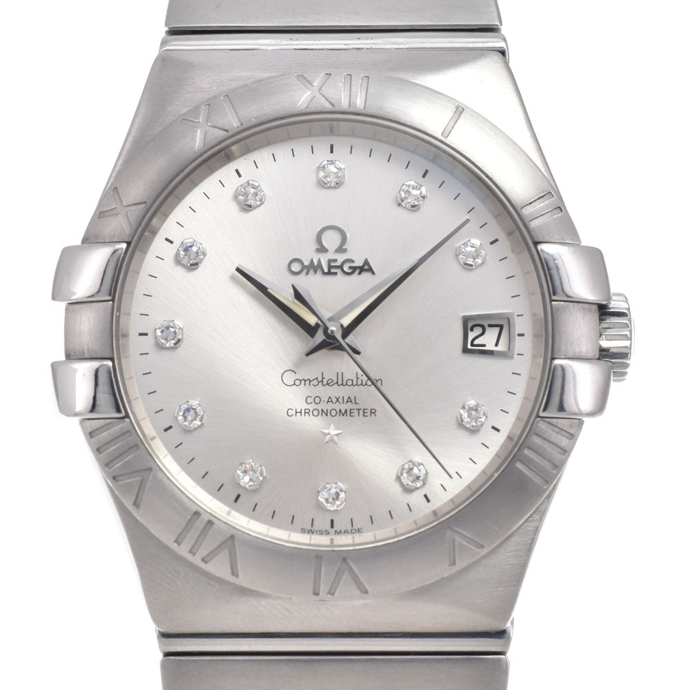 with paper OMEGA Constellation CO-AXIAL 123.10.35.20.52.001 11P Diamond Silver Dial Automatic Men's
 Watch I#150152