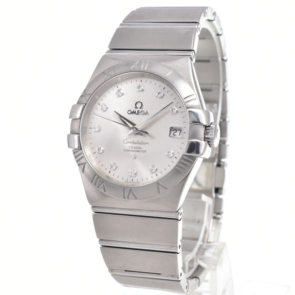 with paper OMEGA Constellation CO-AXIAL 123.10.35.20.52.001 11P Diamond Silver Dial Automatic Men's
 Watch I#150152
