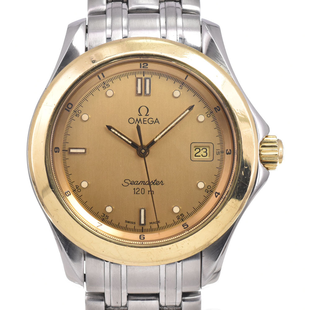OMEGA Seamaster120M 2411 Date K18YG Bezel gold Dial Quartz Men's
 Watch I#150318