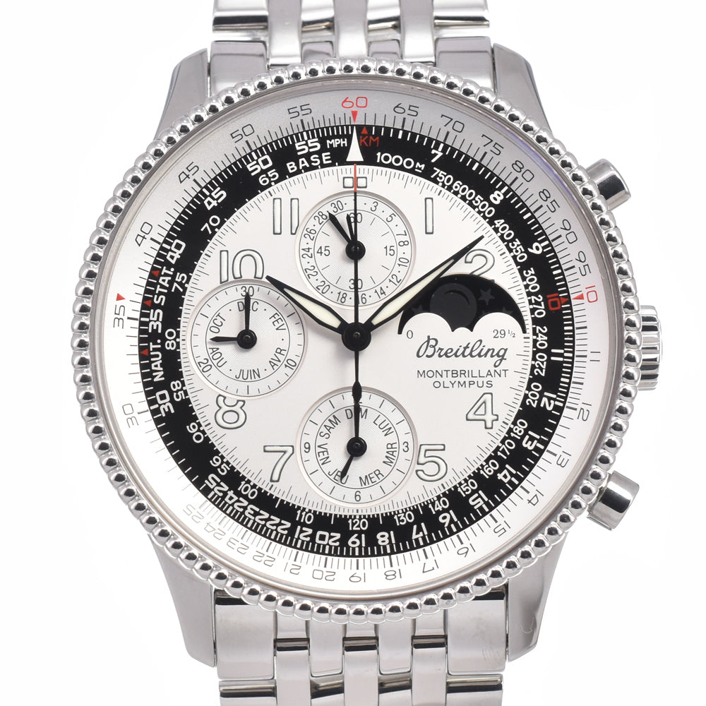 with paper BREITLING Navitimer Montbrillant Olympus A19350 Moon phase Silver Dial Automatic Men's
 Watch J#150343