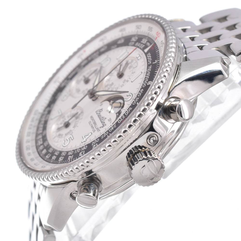 with paper BREITLING Navitimer Montbrillant Olympus A19350 Moon phase Silver Dial Automatic Men's
 Watch J#150343
