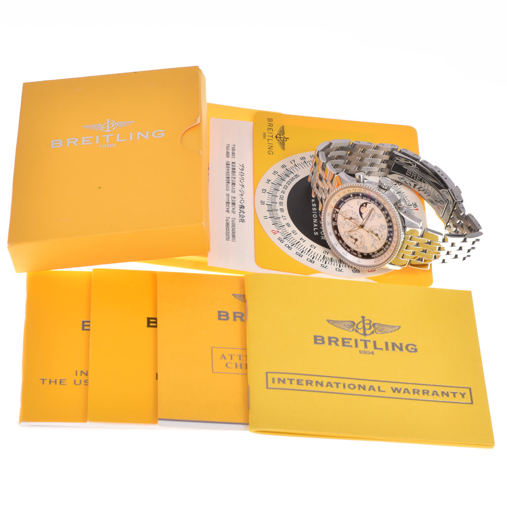 with paper BREITLING Navitimer Montbrillant Olympus A19350 Moon phase Silver Dial Automatic Men's
 Watch J#150343