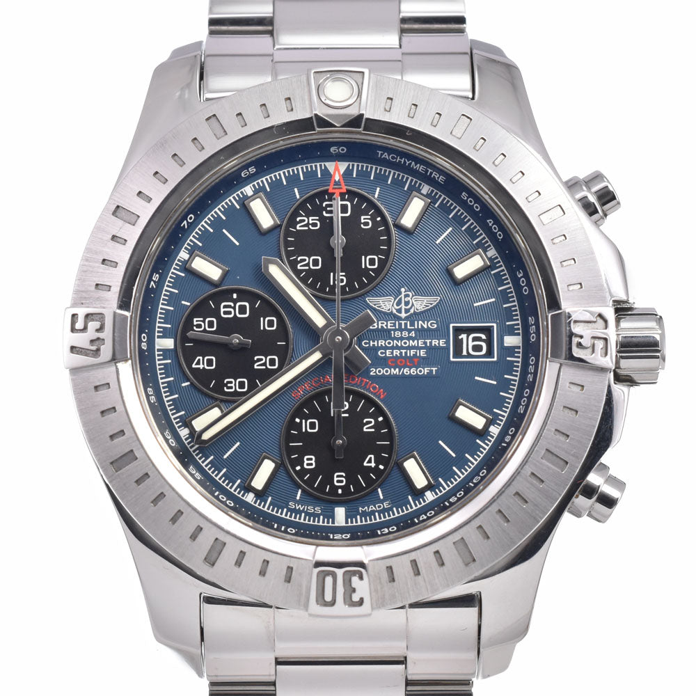 with paper BREITLING Colt Chrono Auto A13388 Chronograph blue Dial Automatic Men's
 Watch I#150373