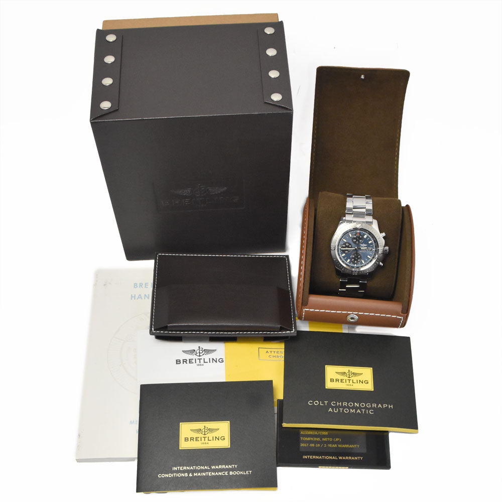 with paper BREITLING Colt Chrono Auto A13388 Chronograph blue Dial Automatic Men's
 Watch I#150373
