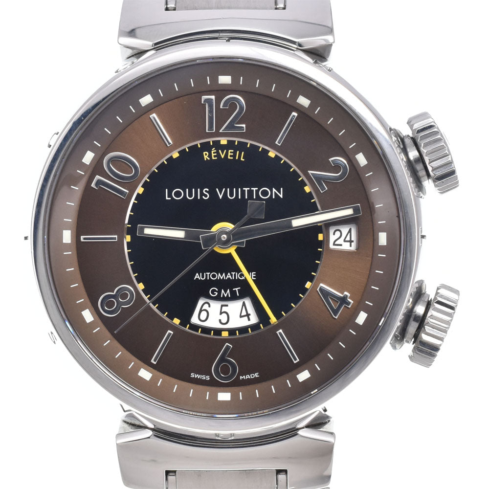 with paper LOUIS VUITTON Tambour GMT Reveil Q1151 Date alarm Brown / Black Dial Automatic Men's
 Watch I#150375