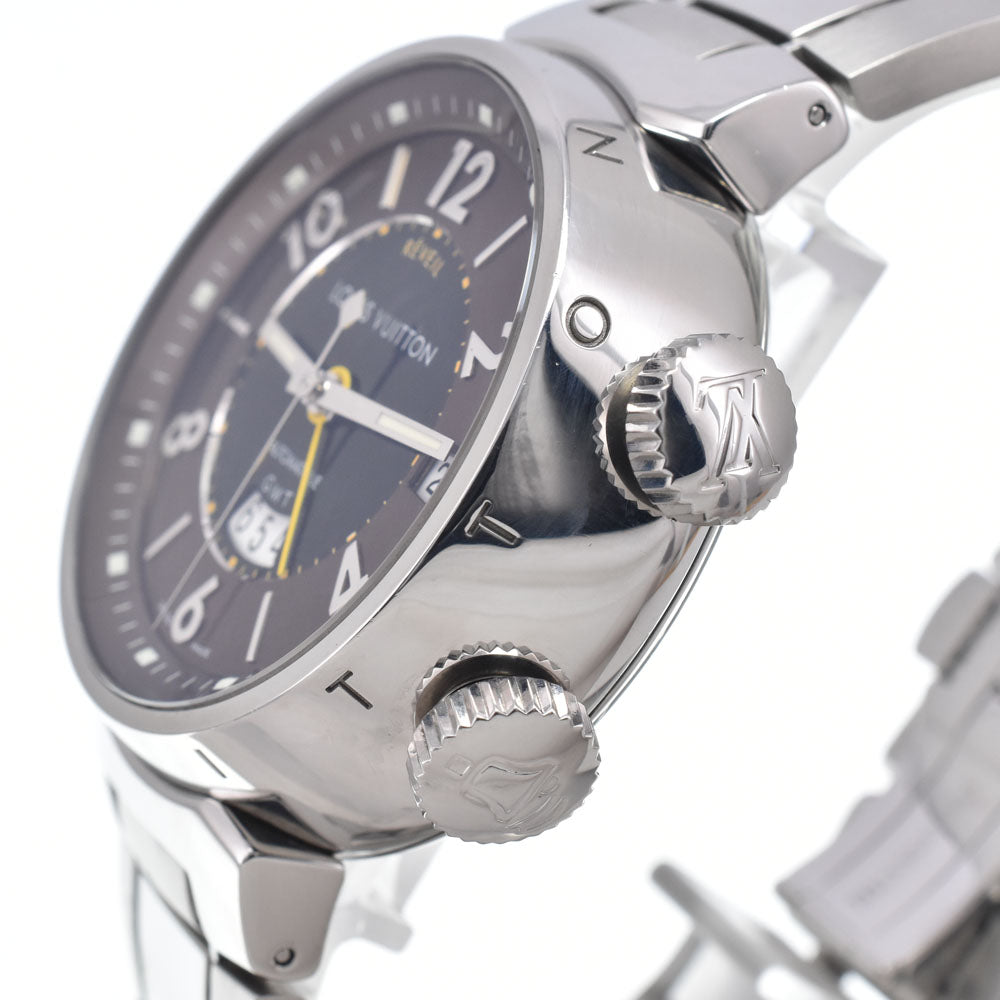with paper LOUIS VUITTON Tambour GMT Reveil Q1151 Date alarm Brown / Black Dial Automatic Men's
 Watch I#150375